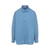 Acne Studios Striped Long Sleeve Button Up Shirt In Blue