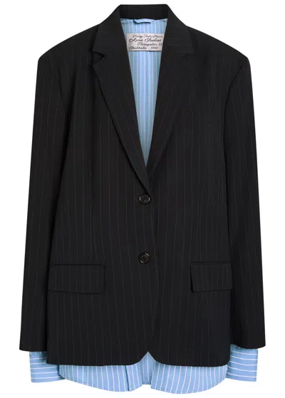 Acne Studios Shirt-effect Striped Woven Blazer In Blue