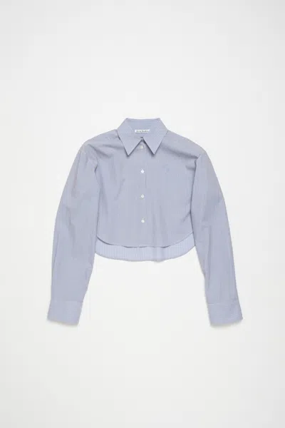 Acne Studios Shirt Jacquard Pinstripe In Sky Blue,coffee Brown