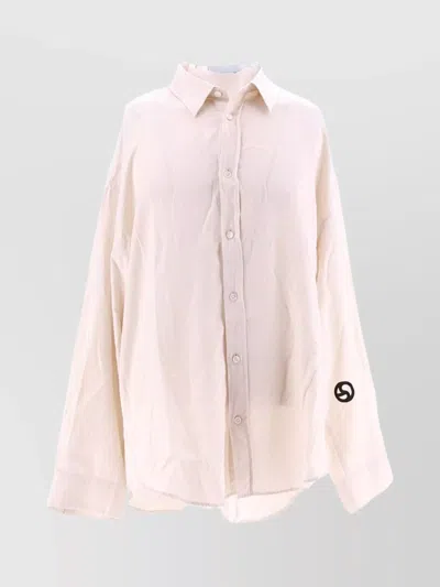 Acne Studios Shirt With Stylish Curved Hem Detail In Pink