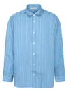 Acne Studios Striped Long Sleeve Button Up Shirt In Blue