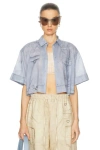 Acne Studios Shona Short Sleeve Cargo Top In Light Blue
