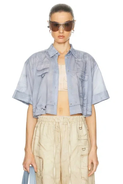 Acne Studios Shona Short Sleeve Cargo Top In Light Blue