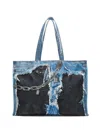 Acne Studios Women Denim Print Tote Bag In Pattern