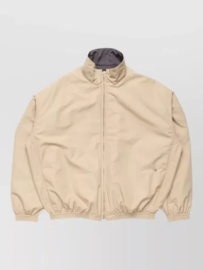 Acne Studios Short Jacket Elastic Cuffs Hem High Collar In Neutral