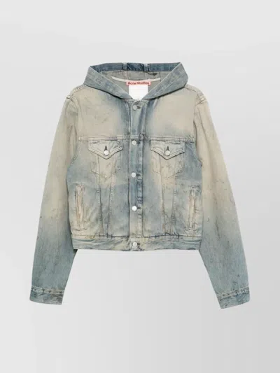Acne Studios Short Jackets Hooded Faded Wash In Blue