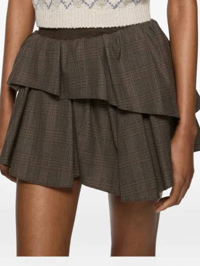 Acne Studios Short Pleated Wool Skirt In Brown