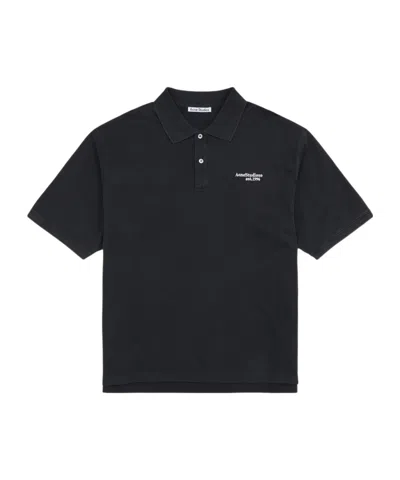 Acne Studios Short-sleesleeved Polo Shirt In Black
