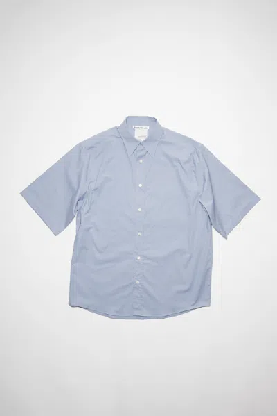 Acne Studios Short Sleeve Button-up In Dusty Blue