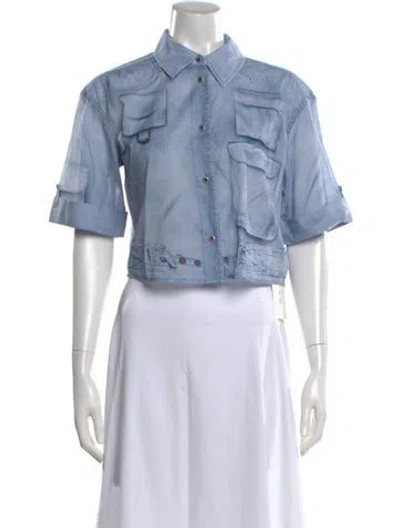 Pre-owned Acne Studios Short Sleeve Button-up Top In Blue