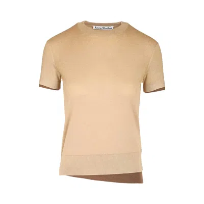 Pre-owned Acne Studios Short-sleeve Knit Crewneck 'sand Beige' | Cream | Women's Size S In White