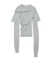 Acne Studios Deconstructed Silk Skirt In Gray