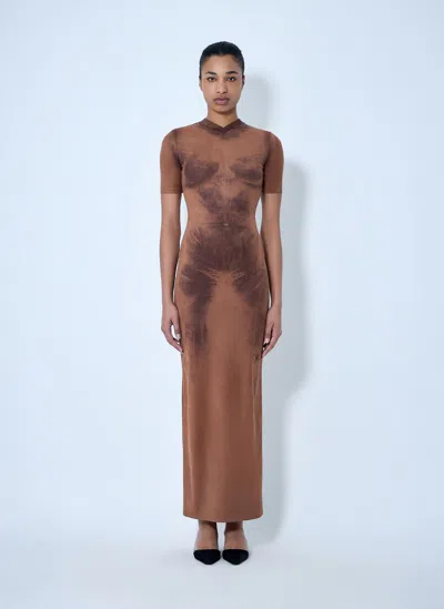 Acne Studios Short Sleeve Maxi Dress In Brown