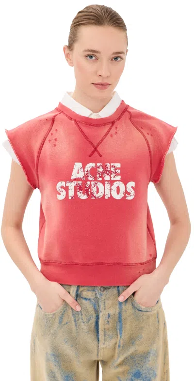 Acne Studios Frayser Printed Cotton-jersey Sweatshirt In Red