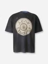 Acne Studios Exford U Distressed Coated Button Logo Graphic T-shirt In Black