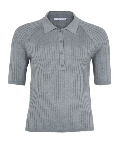 Acne Studios Short-sleeved Knitted Polo Shirt In Grey