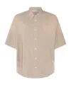Acne Studios Short-sleeve Viscose Shirt With Classic Collar And Button-down Front In Nude