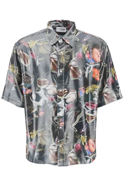 Acne Studios Short Sleeve Shirt Shiny Finish Print In Black