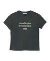 Acne Studios Exford Distressed Logo-print Cotton-jersey T-shirt In Gray