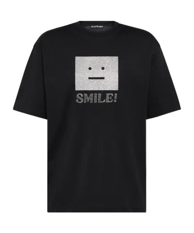 Acne Studios Face Smile Oversize T-shirt In Black