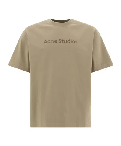 Acne Studios Logo Studded Crewneck T-shirt In Nude