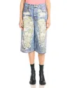 Acne Studios Floral-patchwork Distressed Shorts In Blue