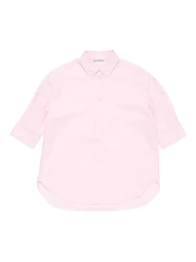 Acne Studios Short-sleeve Organic Cotton Shirt In Pink