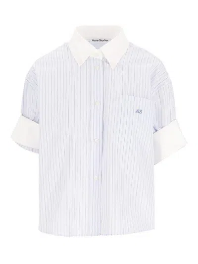 Acne Studios Short-sleeved Button-up Shirt In Light Blue