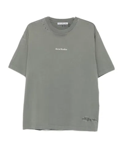 Acne Studios Gender Inclusive Exford U Stamp Mending Midsummer Graphic T-shirt In Green