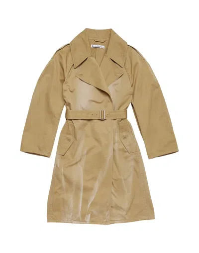 Acne Studios Midi Trench Coat With Belted Waist In Brown