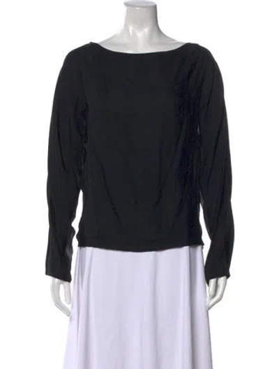 Pre-owned Acne Studios Silk Bateau Neckline Top In Black