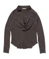 Acne Studios Silk Blouse With Cowl Neck In Brown