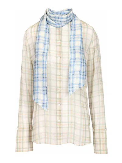 Acne Studios Silk Blouse With Scarf In Green