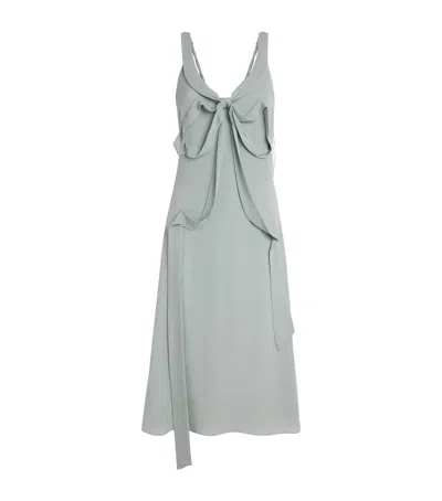 Acne Studios Silk Bow-appliqué Midi Dress In Green
