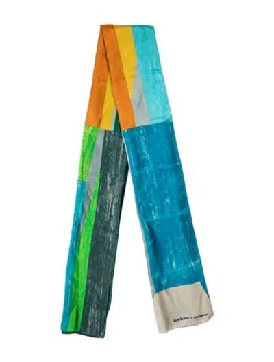 Pre-owned Acne Studios Silk Colorblock Pattern Scarf In Multi