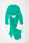 Acne Studios Silk Cut-out Dress In Jade Green