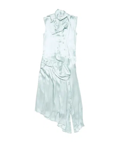Acne Studios Silk Dress With Bows In Green