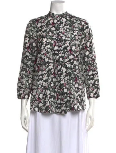 Pre-owned Acne Studios Silk Floral Print Blouse In Black