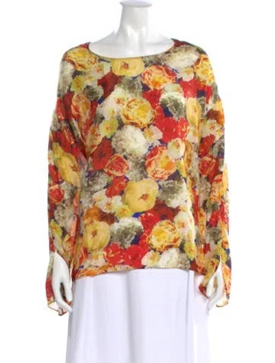 Pre-owned Acne Studios Silk Floral Print Blouse In Yellow