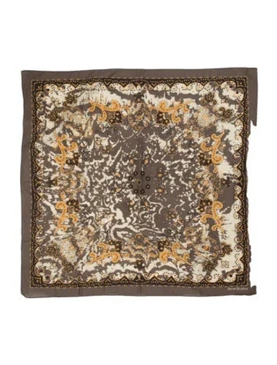 Pre-owned Acne Studios Silk Floral Print Scarf In Brown
