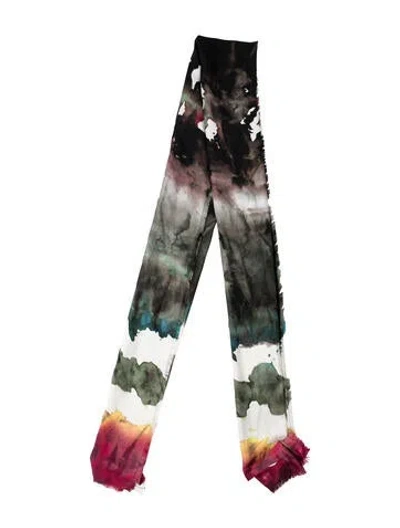 Pre-owned Acne Studios Silk Floral Print Shawl In Black/blue/green