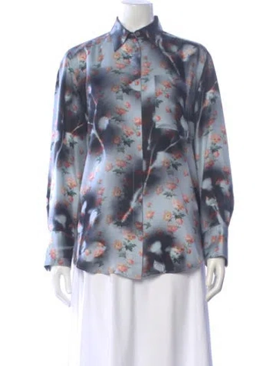 Pre-owned Acne Studios Silk Floral Print Top In Blue