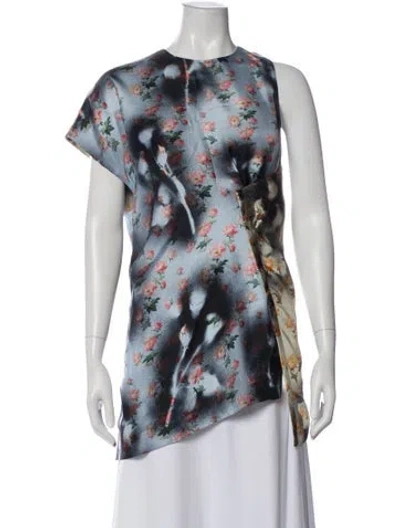 Pre-owned Acne Studios Silk Floral Print Top In Blue