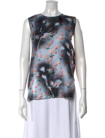 Pre-owned Acne Studios Silk Floral Print Top In Blue