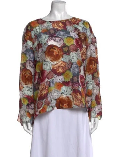 Pre-owned Acne Studios Silk Floral Print Top In Grey