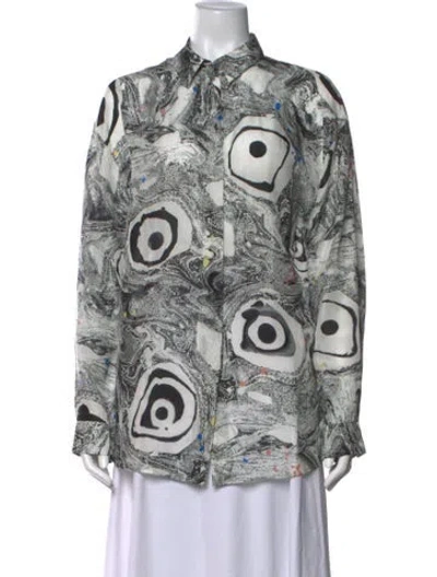 Pre-owned Acne Studios Silk Graphic Print Button-up Top In Multi