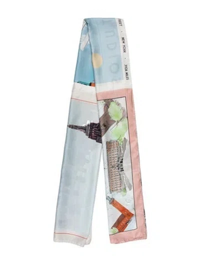 Pre-owned Acne Studios Silk Graphic Print Scarf W/ Tags In White