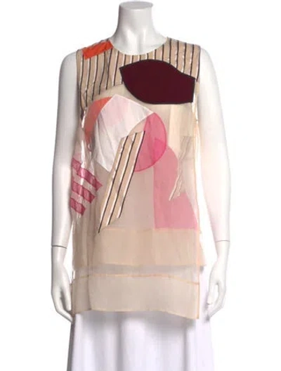 Pre-owned Acne Studios Silk Graphic Print Top In Multi