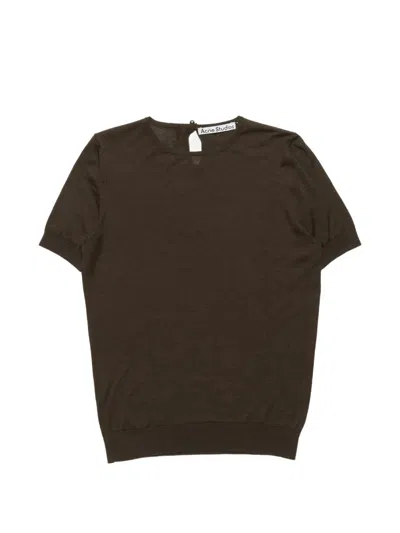 Acne Studios Silk Knit Top In Brown