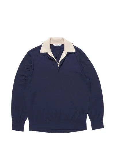 Acne Studios Silk Layered Polo Shirt In Blue